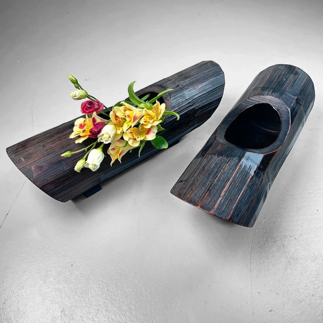 Vintage Bamboo Ikebana Vases, Japan, 1960s, Set of 2 For Sale - Image 10 of 17