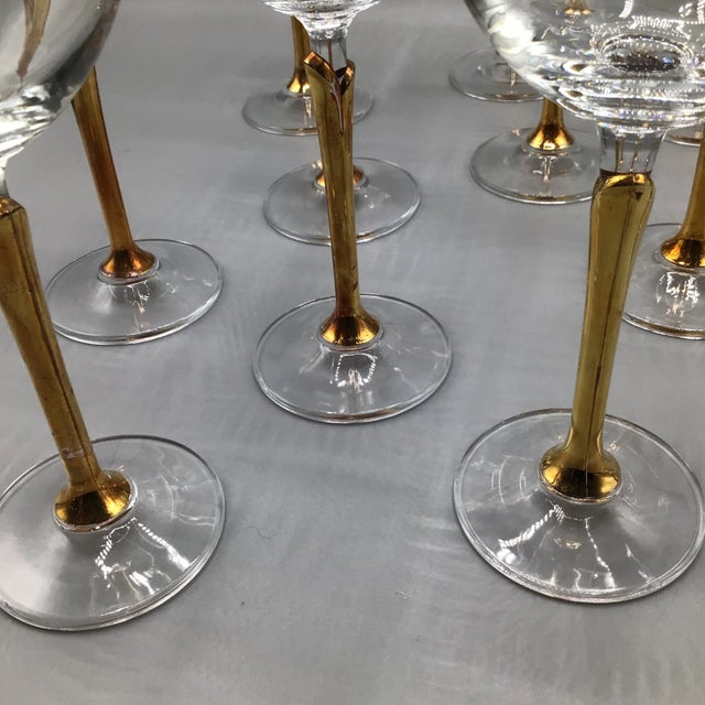 Versailles Gold Stem Wine Glasses With Gold Rim by Colony - Set of 11 For Sale - Image 10 of 13