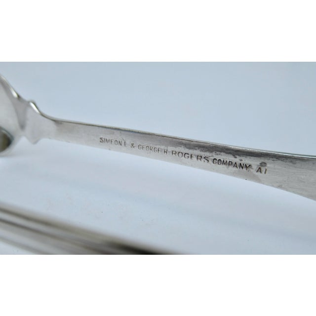 Vintage Victorian Era Simeon & George H. Rogers Co.., Silverplate Sugar Cube Serving Spoon Tongs For Sale - Image 11 of 11