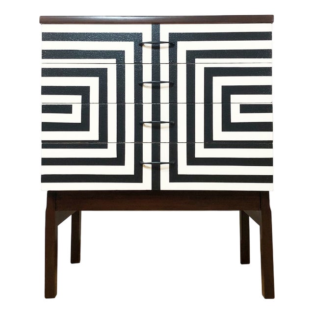 Polish Chest of Drawers with Op Art Motif, 1970s For Sale