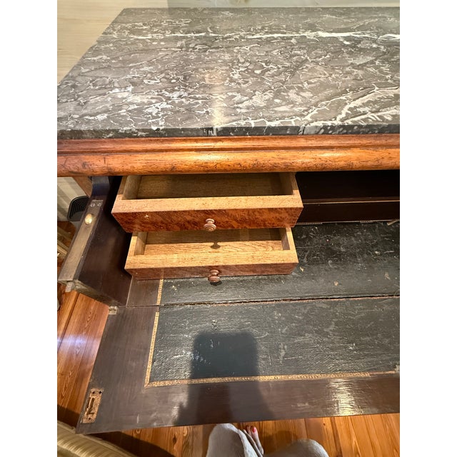 19th Century French Flame Mahogany Marble Top Secretaire a Abattant For Sale In Baton Rouge - Image 6 of 12