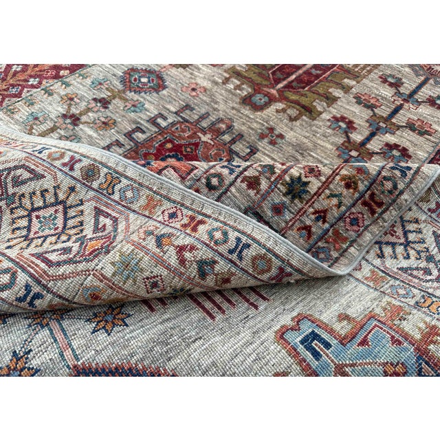 Contemporary Caucasian Tribal Wool Rug With Geometric Motifs – 170x244 Cm For Sale - Image 9 of 18