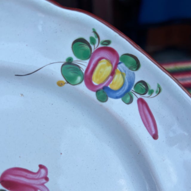Antique 19th Century French Faience Floral Tin Glazed Earthenware Plate For Sale - Image 4 of 12