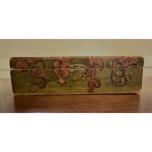 American Antique 1920's Pyrography Box Grape and Leaf Motif For Sale - Image 3 of 9