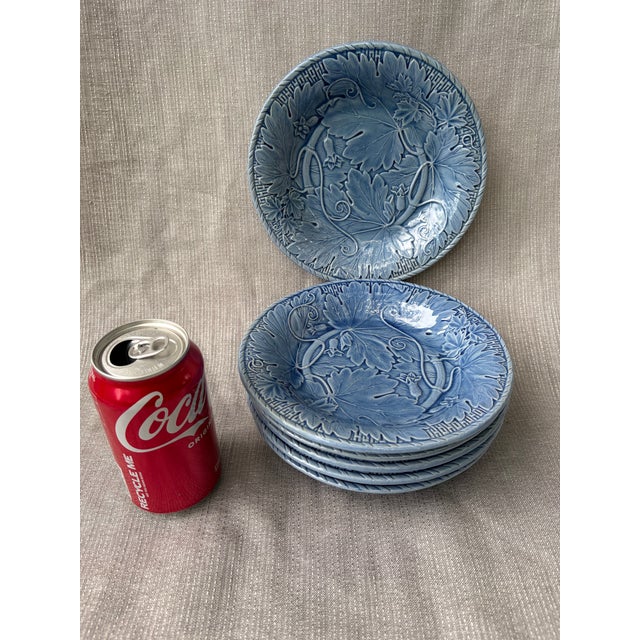 Vintage Blue Bordallo Pinheiro Plates Set of 6 For Sale - Image 9 of 11
