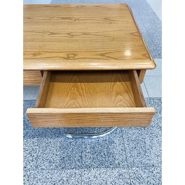 1970s Italian Ash & Nickel Desk For Sale - Image 11 of 16