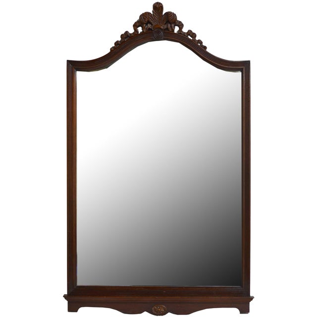 Mid Century Mahogany Wall Mirror With Floral Pediment For Sale - Image 10 of 10