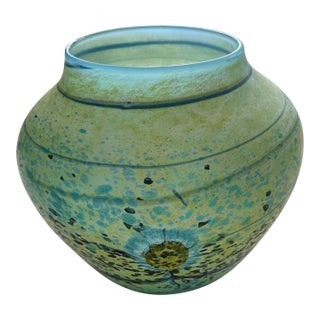 1993 Ed Francis Hand Blown Glass Vase, Signed For Sale