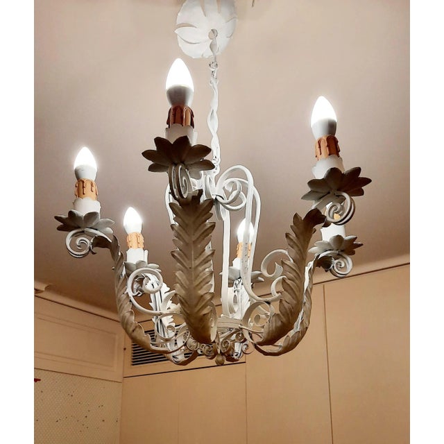 Wrought Iron Chandelier, 1950s For Sale - Image 7 of 7