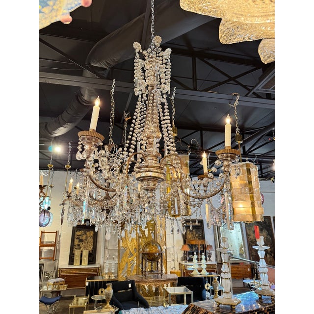 Wood 19th C. Italian Silverleaf Wood and Crystal Chandeliers For Sale - Image 7 of 12