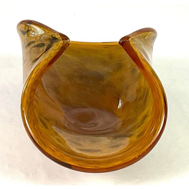 Murano Murano-Amber and Black Spotted Glass Bowl For Sale - Image 4 of 7