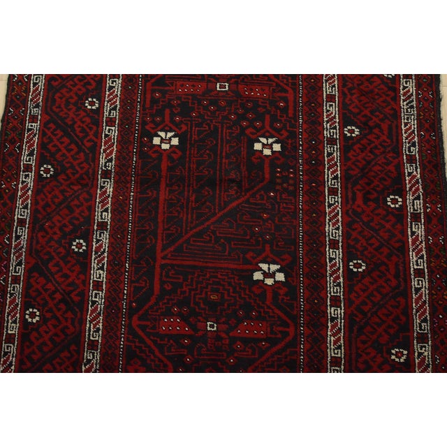 1990s Baloch Rug 3’9” X 8’3” Black Wool Vintage Tribal Hand-Knotted Oriental Carpet For Sale - Image 5 of 13