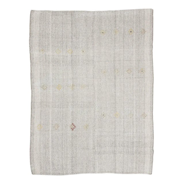 Textile Vintage Large Modern Gray Kilim Rug For Sale - Image 7 of 7