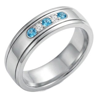 Blue Topaz Wedding Band Ring, Stackable Engagement Ring Us 7 For Sale