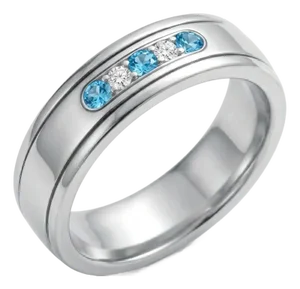 Blue Topaz Wedding Band Ring, Stackable Engagement Ring Us 7