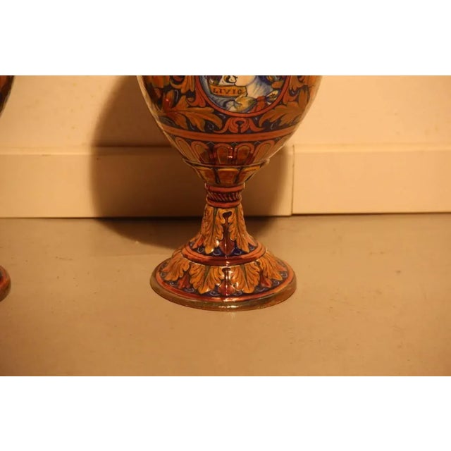 1940s Italian Enamel Amphora Vases, 1940s, Set of 2 For Sale - Image 5 of 11