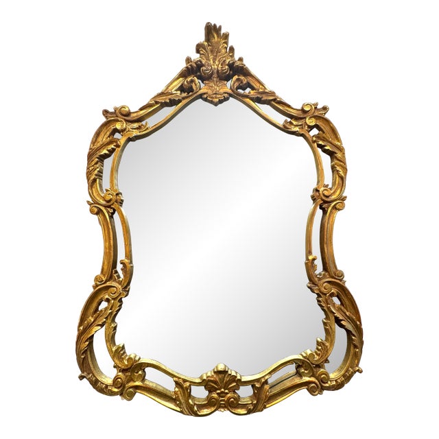 Vintage Large Gold Giltwood Rococo Style Mirror For Sale