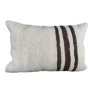 Turkish Hemp Pillow Cushion Natural Beige Brown Pillow Cushion Cover 16" x 24" For Sale