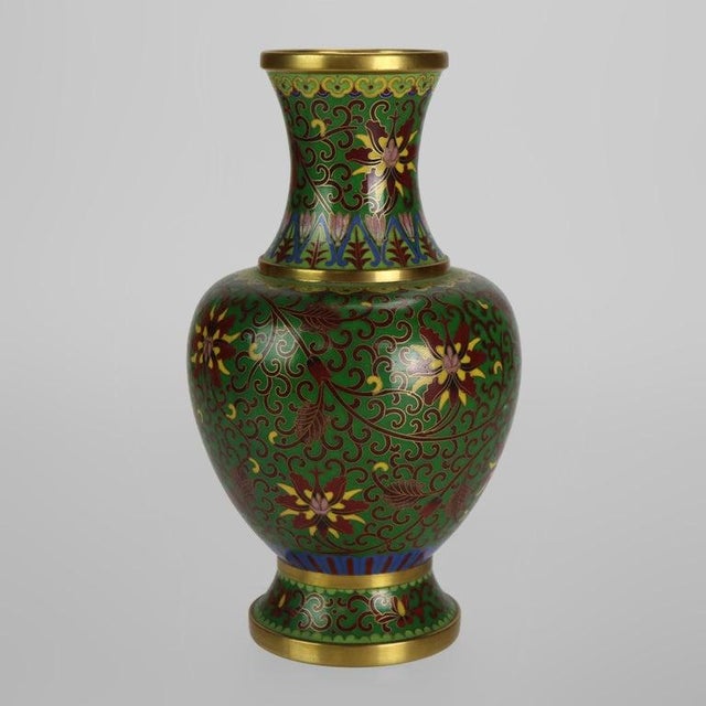 Chinese Chinese Cloisonne Floral Enameled Vase 20thC For Sale - Image 3 of 9