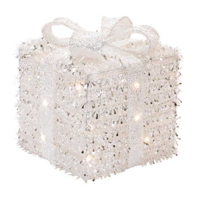 Add a touch of holiday elegance to your seasonal decor with this set of LED Packages with Bows. Featuring wintry white...