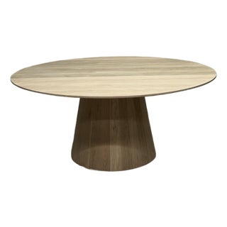 Custom White Oak Pedestal Dining Table For Sale