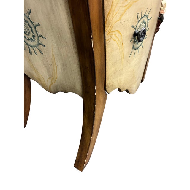 Vintage Coastal Seashell Motif Bombé Two-Drawer Accent Chest For Sale - Image 9 of 12