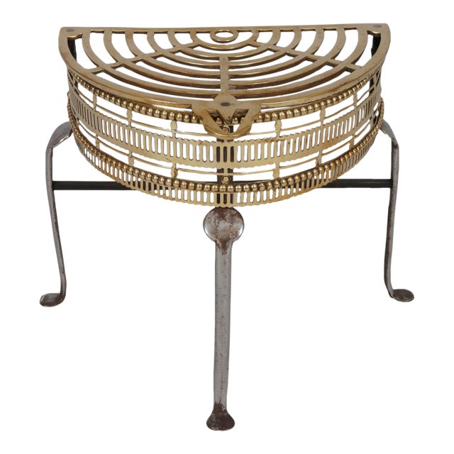 Antique Brass and Iron Half-Round Trivet For Sale