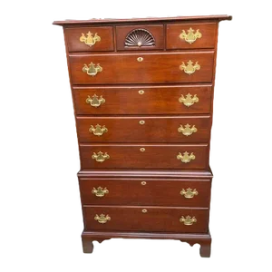 Statton Co Chippendale Style Cherry Chest on Chest High Dresser