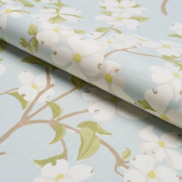Schumacher SAMPLE - Schumacher Blooming Branch Fabric In Sky For Sale - Image 4 of 4