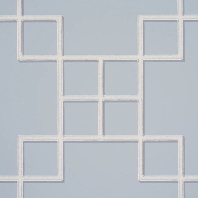 Contemporary SAMPLE - Schumacher Georgette Trellis Wallpaper In Light Blue For Sale - Image 3 of 4