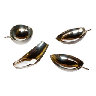 Gallia Metal Silver Set of Leaves by Lino Sabattini for Christofle, 1970s, Set of 4 For Sale