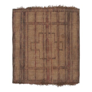 Square Vintage Tuareg Mat, Tribal Geometric Motifs in Beige-Brown - Rug & Kilim For Sale
