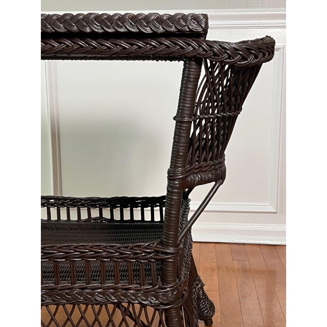 Bar Harbor Wicker Library or Side Table With Magazine Pockets in Brown, C. 1915 For Sale - Image 10 of 18