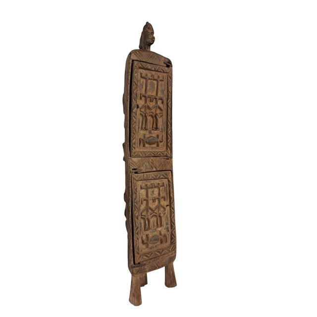 African Large Vintage Unique Dogon Hand Carved Wooden Box Mali 25" H For Sale - Image 3 of 9