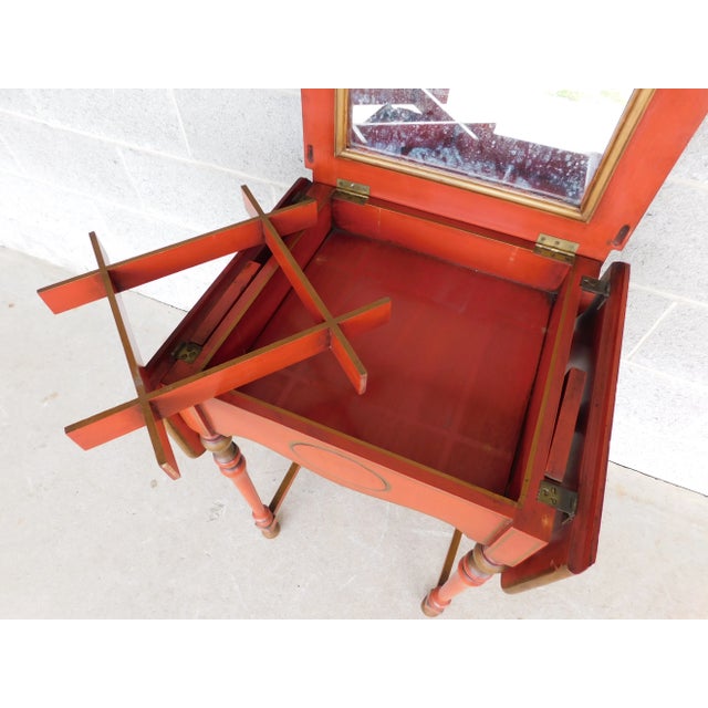 Vintage Chinoiserie Paint Decorated Vanity With Lift Center Mirror For Sale - Image 12 of 13