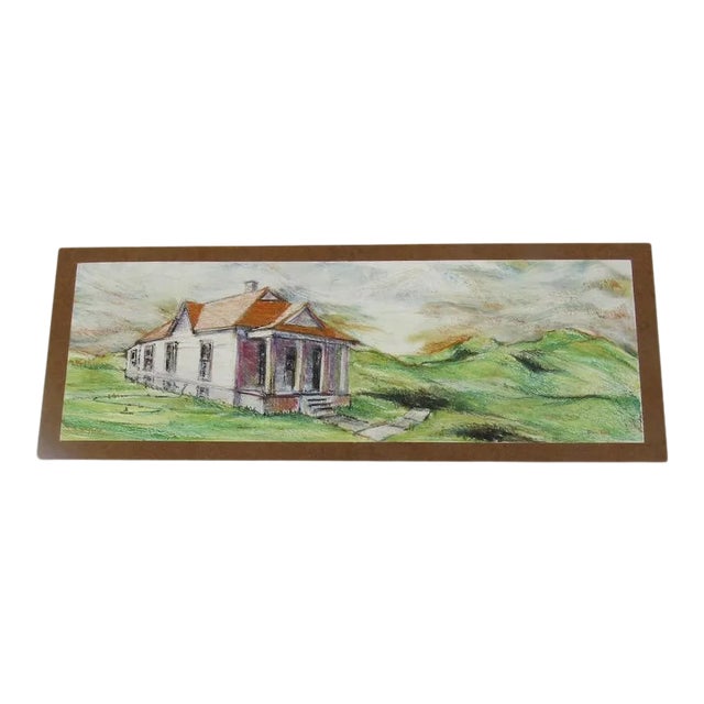 1980s Painting on Board Mountain House by Doug Post For Sale