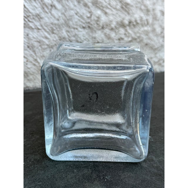 Riihimaen Lasi 1960s Riihimaen Lasi Oy Finland Square Textured Glass Vase 4 1/2” Mid Century Modern For Sale - Image 4 of 5