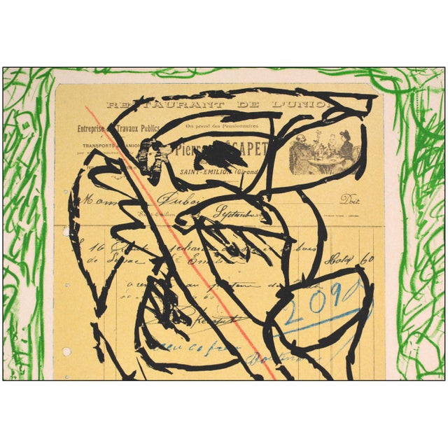 Pierre Alechinsky 1978 Restaurant De l'Union Abstract Green Lithograph Pierre Alechinsky For Sale - Image 4 of 8