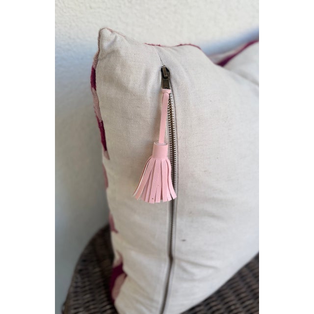 Canvello Style Burgundy and Pink Embroidered Medallion Pillow Cover With Tassel For Sale In Palm Springs - Image 6 of 8