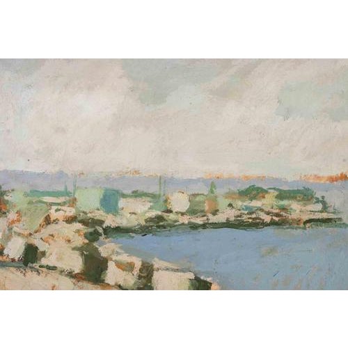 Franco Marzilli, Seaview, Oil Painting, 1970s For Sale - Image 3 of 6