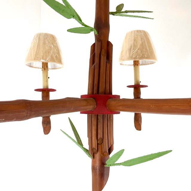 Natural Bamboo and Metal Currey and Co. Chandelier For Sale - Image 12 of 13