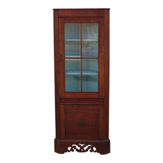 Antique 1920s English Oak Corner Cabinet by Walter Skull & Son Ltd. For Sale