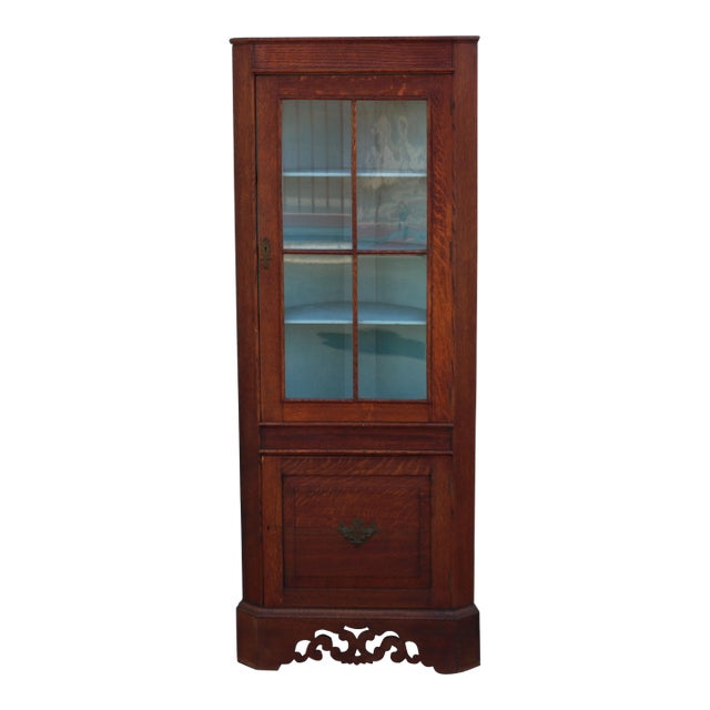Antique 1920s English Oak Corner Cabinet by Walter Skull & Son Ltd. For Sale