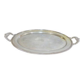 Vintage Large Silvered Tray For Sale