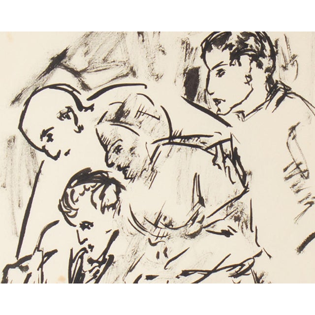 Drawing/Sketching Materials 1960s Ink Drawing of Figures by Harry Hilson For Sale - Image 7 of 7