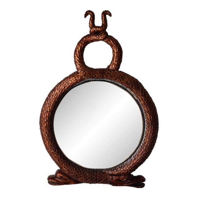 Large 54" Vintage Serpent Snake Wall Mirror For Sale