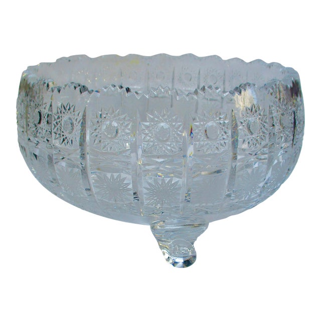 Czechoslovakian Cut Crystal Center Bowl Circa 80s For Sale