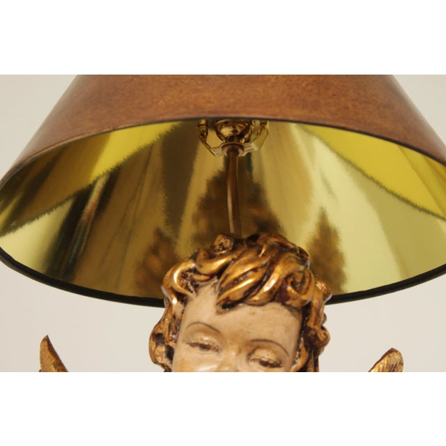 Brown 1970s Italian Renaissance Style Cherub Table Lamp For Sale - Image 8 of 13