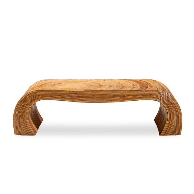 Gabriella Crespi Style Mid Century Pencil Reed Rattan Coffee Table This coffee table measures: 56 wide x 24.75 deep x 15.5...