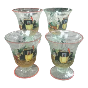 Vintage Horse and Carriage Bullicante Cordial Glasses- Set of 4